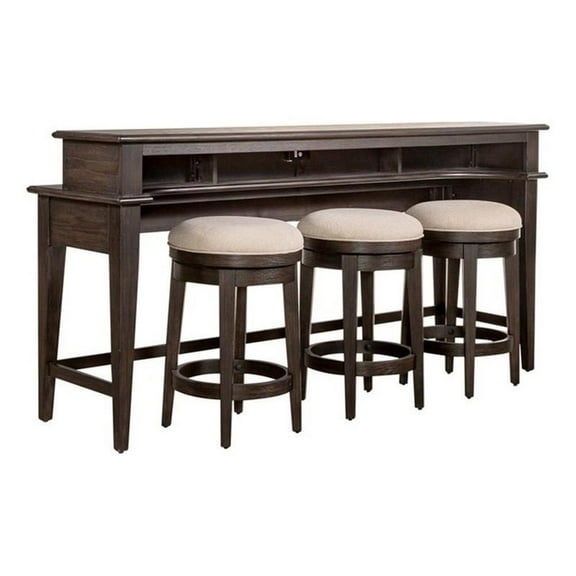Pemberly Row 4-Piece Console Table Set with Swivel Stools in Espresso