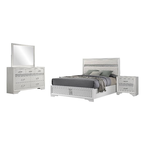Pemberly Row 4-Piece Contemporary Wood Queen Bedroom Set in White