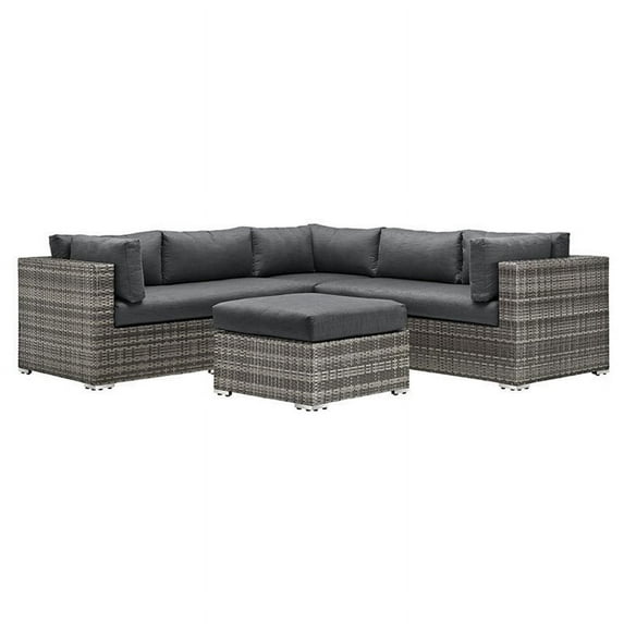 Pemberly Row 4 Piece Rattan Patio Sectional Set in Gray