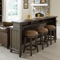 thumbnail image 1 of Pemberly Row 4 Piece Set of Console Bar Table & 3 Uph Console Stools in Brown, 1 of 9
