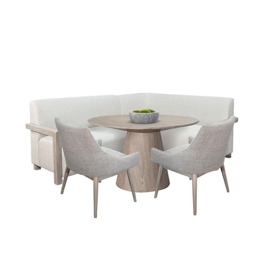 Pemberly Row 4-Piece Upholstered Nook Dining Set with Round Table and L-Bench