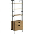 thumbnail image 1 of Pemberly Row 4 Shelf Wall Mounted Bookcase With Drawers in Serene Walnut, 1 of 2