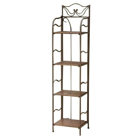 Pemberly Row 4 Tier 13" Bakers Rack in Antique Brown