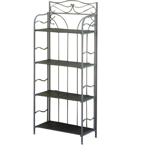 Pemberly Row 4 Tier 24" Bakers Rack in Chocolate