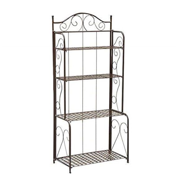 Pemberley Row Iron Matte Brown Bakers Rack Rectangular Folding 59"