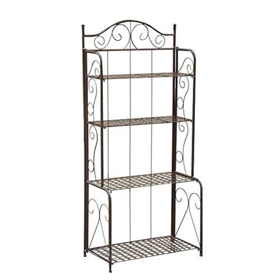 Pemberley Row Iron Matte Brown Bakers Rack Rectangular Folding 59"