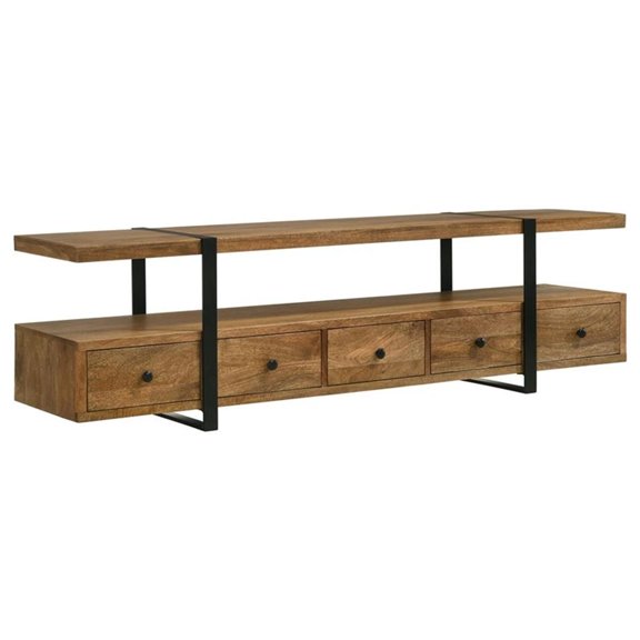 Pemberly Row 4-drawer Modern Solid Wood 70" TV Stand Brown and Gunmetal