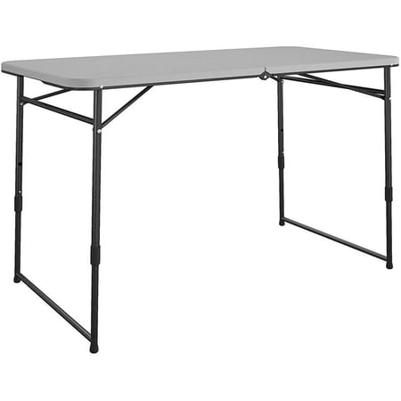 Pemberly Row 4 ft. Fold-in-Half Portable Utility Table Indoor/Outdoor in Gray