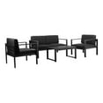 thumbnail image 1 of Pemberly Row 4-piece Modern Aluminum Frame Outdoor Sofa Set in Black, 1 of 8