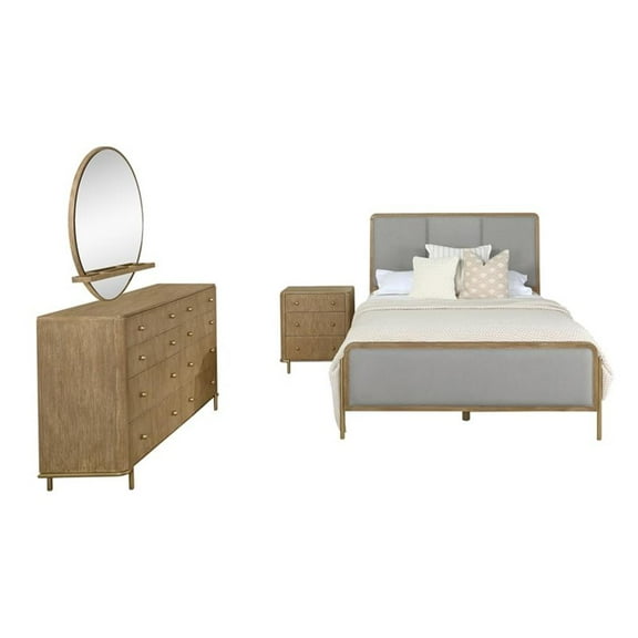 Pemberly Row 4-piece Wood Eastern King Bedroom Set Sand Wash and Gray