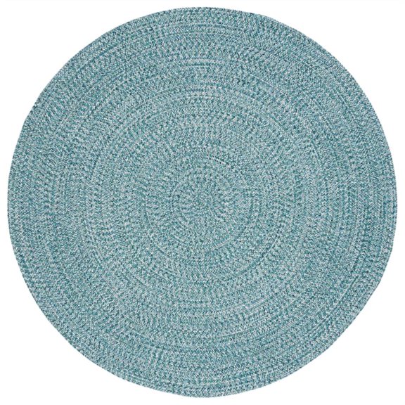 Pemberly Row 4' x 4' Round Hand Woven Polypropylene Rug in Teal/Green