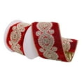 thumbnail image 1 of Pemberly Row 4" x 5 Yards Red Velvet Ribbon with Light Gold Sequin Embroidery, 1 of 1