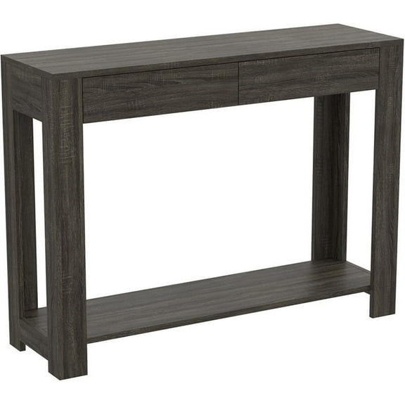 Pemberly Row 40"L 2-Drawers 1-Shelf Console Table in Dark Gray Wood