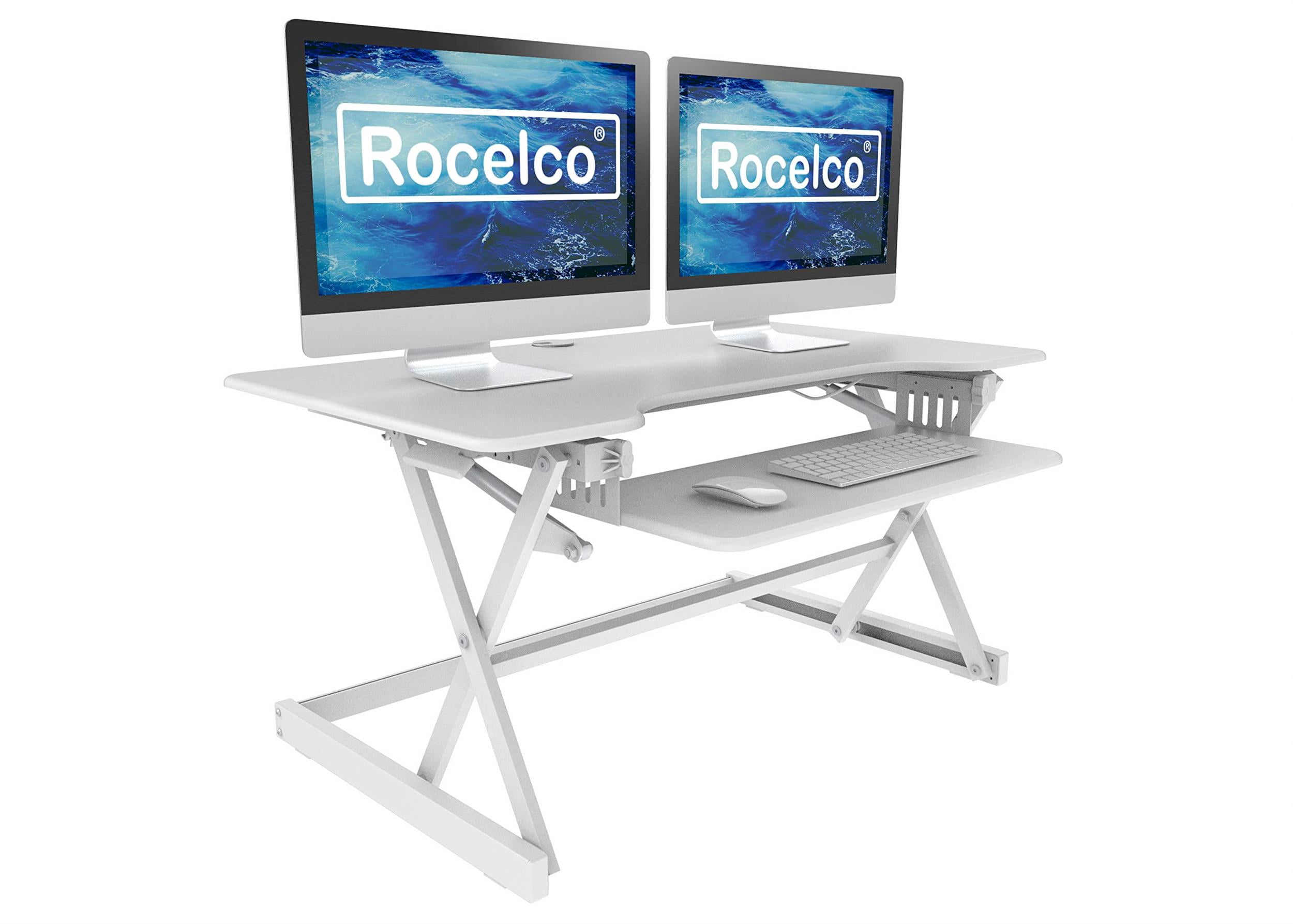 Pemberly Row 40" Large Height Adjustable Standing Desk Converter - White