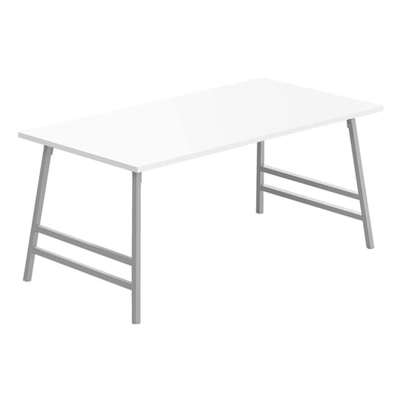 Pemberly Row 40" Rectangular Coffee Table in White with Angled Metal Legs