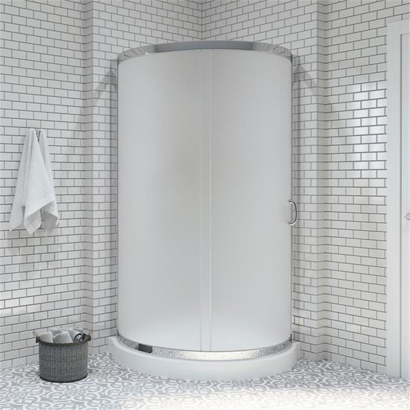 Pemberly Row 40" Round Corner Shower Kit in Chrome Frosted Base Only