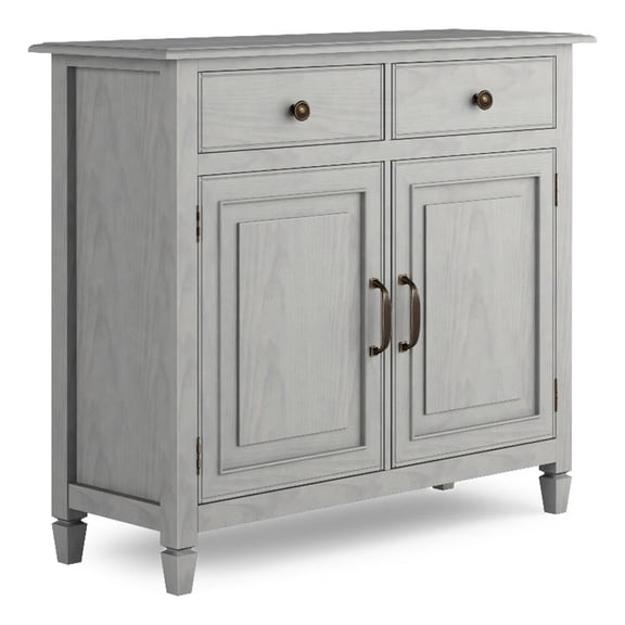 Pemberly Row 40" Wide Solid Wood Entryway Storage Cabinet in Fog Gray