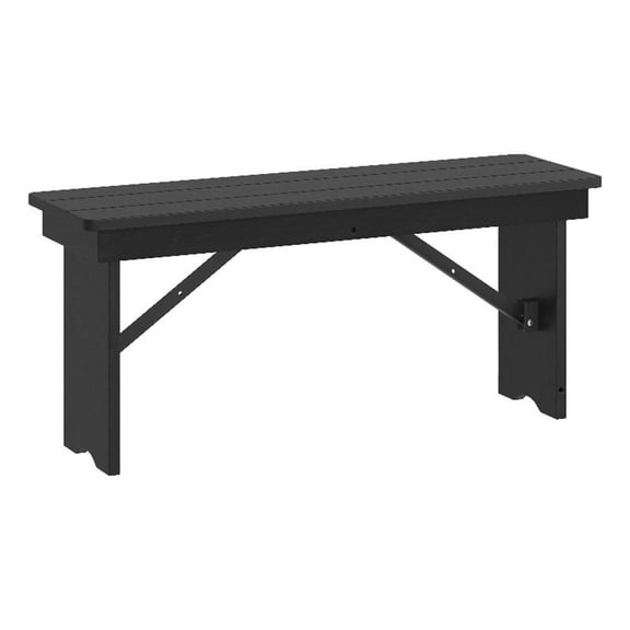 Pemberly Row 40" x 12" Solid Pine Farmhouse Folding Bench in Black Wash