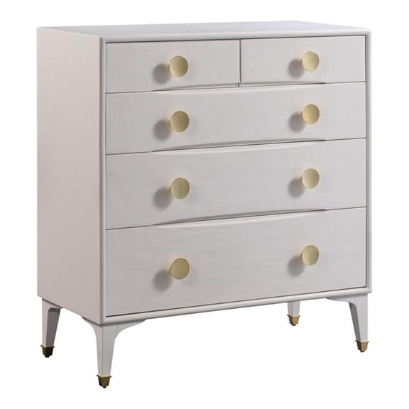 Pemberly Row 41"H Transitional MDF Wood Chest in White/Brass