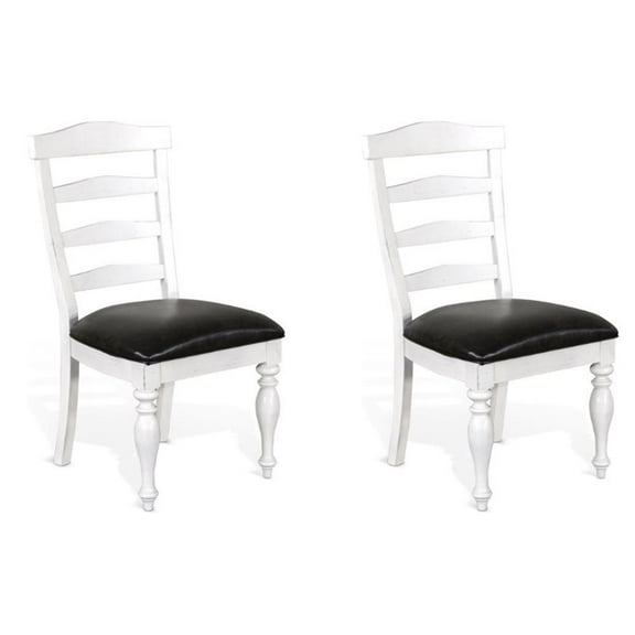 Pemberly Row 41" Ladderback Chair with Cushion Seat in White (Set of 2)