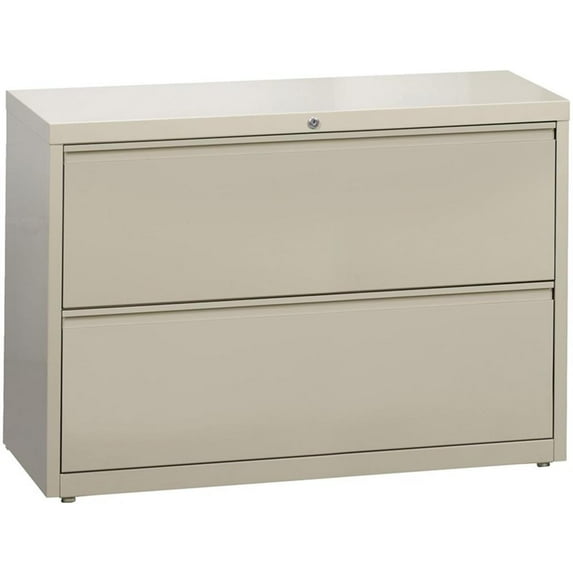 Pemberly Row 42" 2-Drawer Modern Metal Lateral Filing Cabinet in Beige