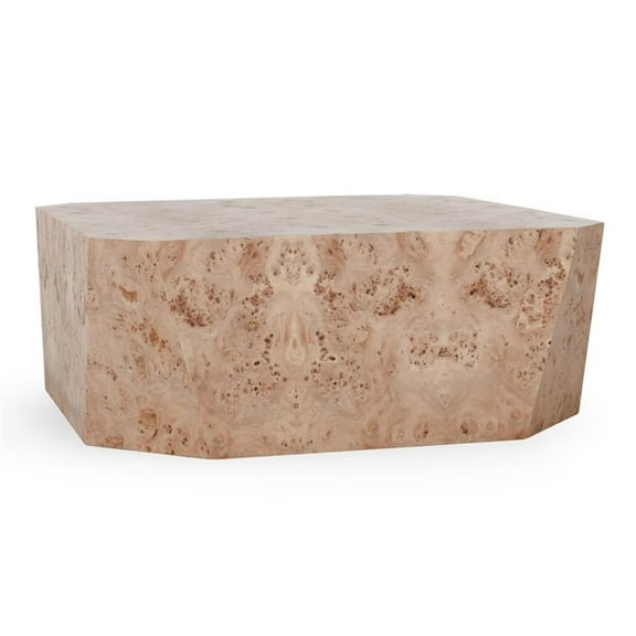 Pemberly Row 42" Burl Wood Square Coffee Table in Natural Tone