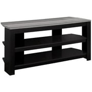 Pemberly Row 42" Contemporary Wooden Corner TV Stand Console in Black and Gray