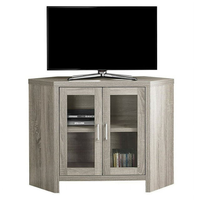 Pemberly Row 42" Corner TV Stand in Dark Taupe