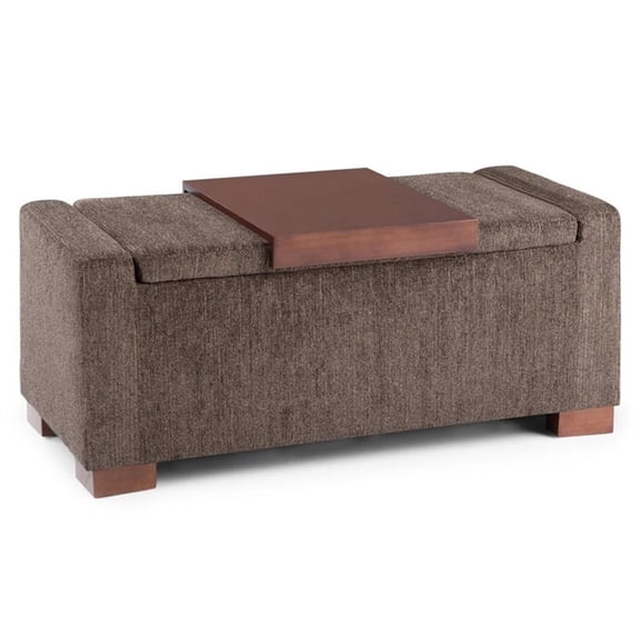Pemberly Row 42 " Lift Top Storage Ottoman - Deep Umber Brown Polyester Fabric