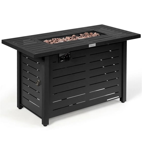 Pemberly Row 42" Rectangular Propane Gas Fire Pit 60000 Btu Black