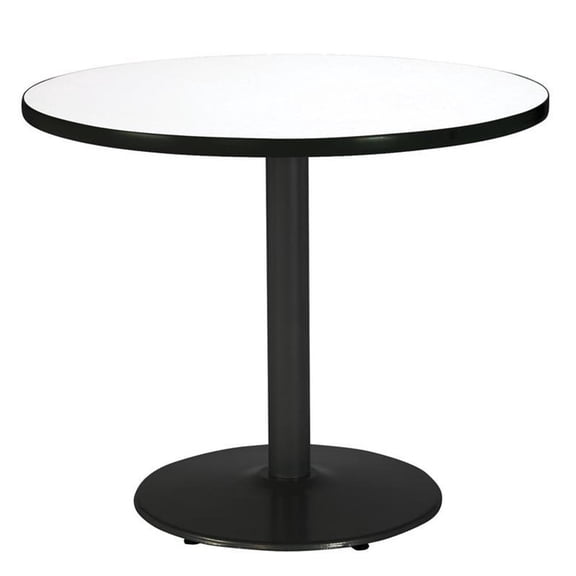 Pemberly Row 42" Round Breakroom Table with Crisp Linen Top Round Black Base