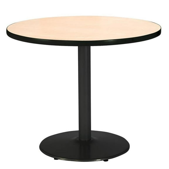 Pemberly Row 42" Round Breakroom Table with Natural Top Round Black Base
