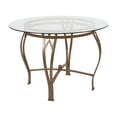 thumbnail image 1 of Pemberly Row 42" Round Glass Top Dining Table in Clear Matte Gold, 1 of 3