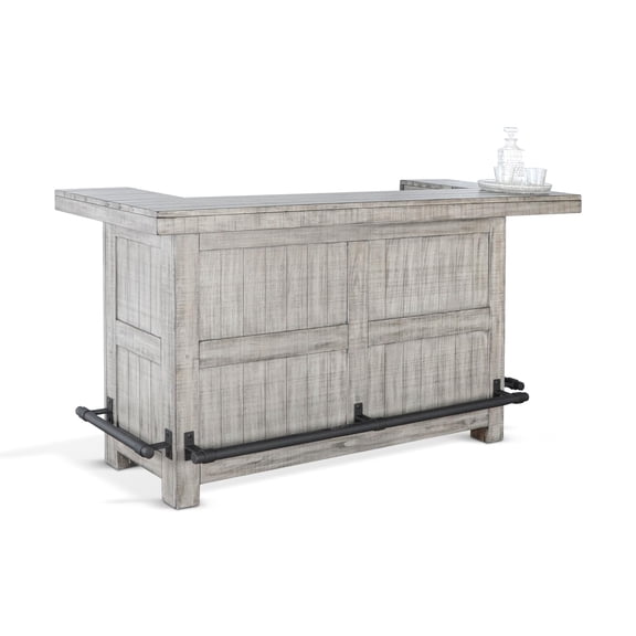 Pemberly Row 42" Traditional Mahogany Wood Home Bar in Gray Finish