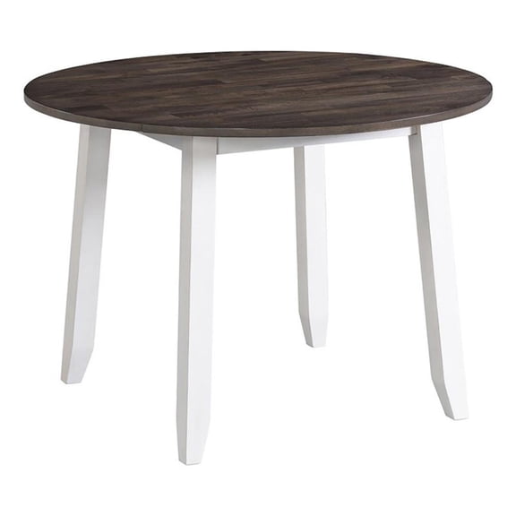 Pemberly Row 42" Transitional Wood Drop Leaf Table in Gray & White