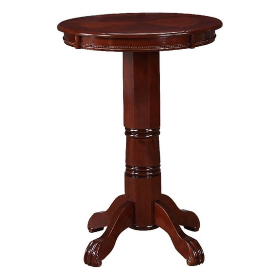 Pemberly Row 42" Wood Pub Bar Table Sunburst Carved Pedestal Dark Brown