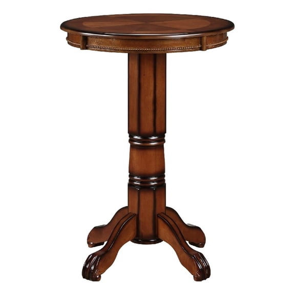 Pemberly Row 42" Wood Pub Bar Table Sunburst Design Carved Pedestal Brown