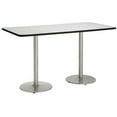 thumbnail image 1 of Pemberly Row 42" x 96" Round Silver Base Bistro Height Conference Table in White, 1 of 2