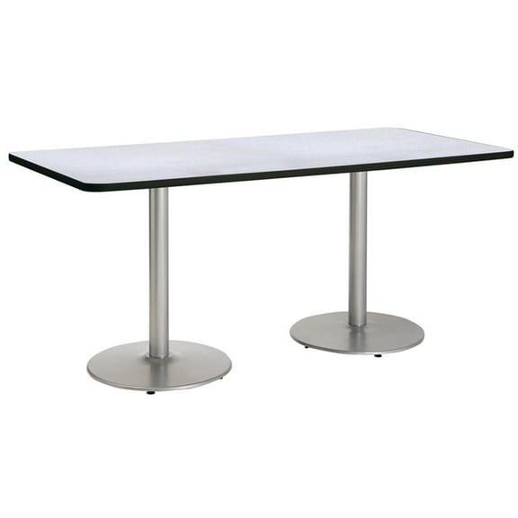Pemberly Row 42"x96" Round Silver Base Standard Height Conference Table in Grey