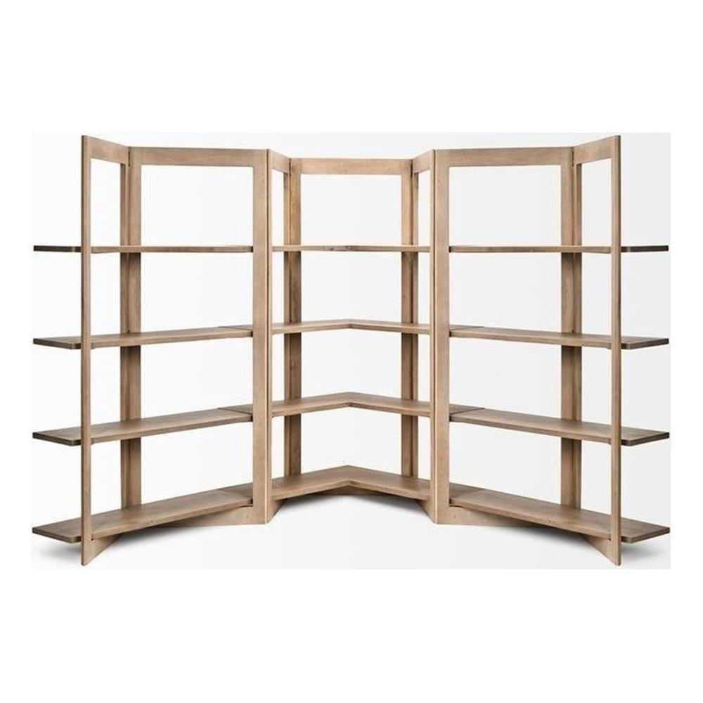 Pemberly Row 42Lx20Wx72H Light Brown Wood Four Shelf Shelving Unit ...