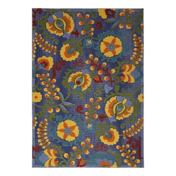Pemberly Row 42x66" Polypropylene Fabric Area Rug in Navy/Blue/Multi-Color