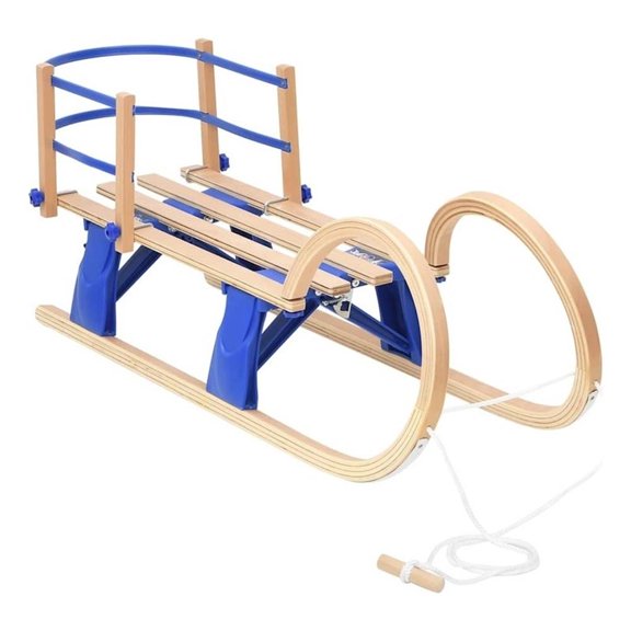 Pemberly Row 43.3" Plywood Foldable Sledge with Backrest in Beige