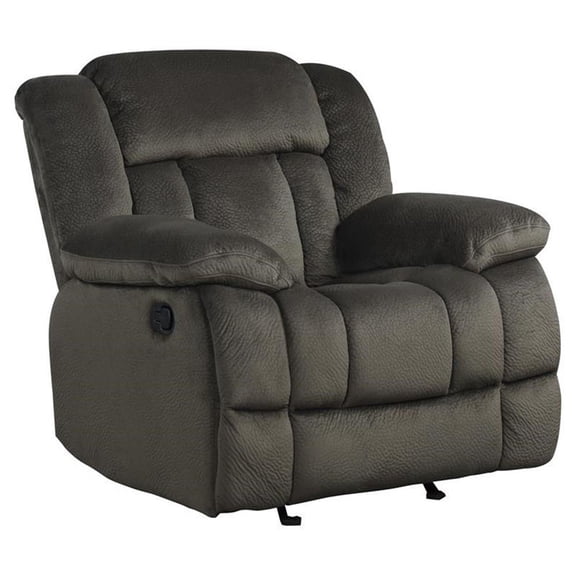 Pemberly Row 43" Traditional Microfiber Glider Reclining Chair in Chocolate