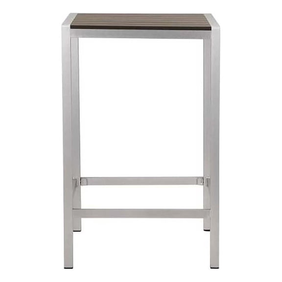 Pemberly Row 43x28" Modern Aluminum Small Bar Table in Gray Finish