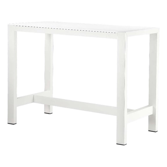 Pemberly Row 43x59" Modern Aluminum Large Bar Table in White Finish