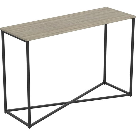 Pemberly Row 44"L Black X Metal Console Table in Dark Taupe Finish