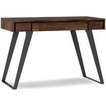 Pemberly Row 44" Solid Wood Writing Desk in Distressed Charcoal Brown