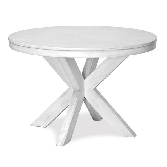 Pemberly Row 45" Round & X Shaped Base Dining Table in White
