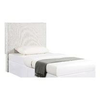 Pemberly Row 46.5" x 43" Modern Fabric Twin Headboard in Sand Beige