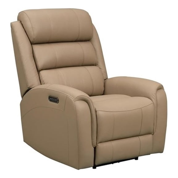 Pemberly Row 46.9" Leather Big & Tall Power Recliner in Tucker Taupe